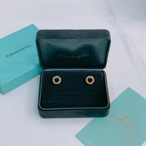 MS0791 Tiffany & Co 蒂芙尼經典耳釘 黑金色 18K Onyx Circle Earrings Black x GHW