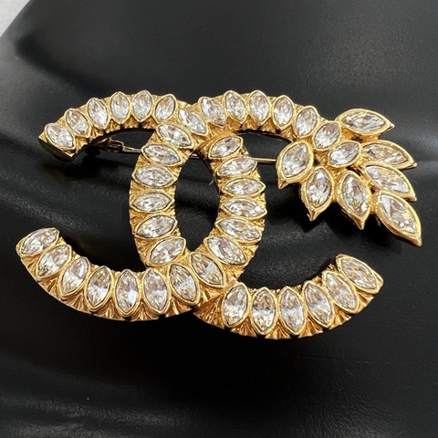 香奈兒Chanel 22k金色雙C麥穗胸針