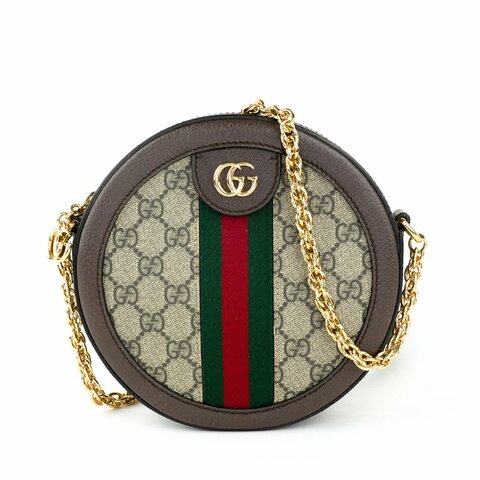 GUCCI Ophidia GG Supreme Mini Round Shoulder Bag｜復古老花圓形包、經典 Web 織帶｜KÉSH 凱仕精品