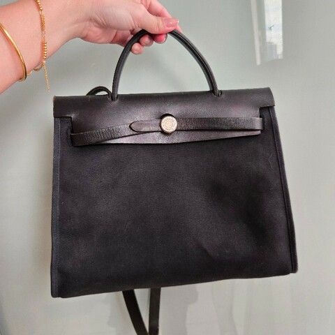 Hermès 愛馬仕 Herbag A Dos 31絕版 2000 年初代經典雙肩後背包/手提包 (方框 D 刻 / 全黑銀扣)