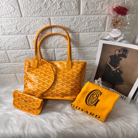 Goyard 戈雅 黃色老花mini tote 雙面托特包單肩包腋下包子母包