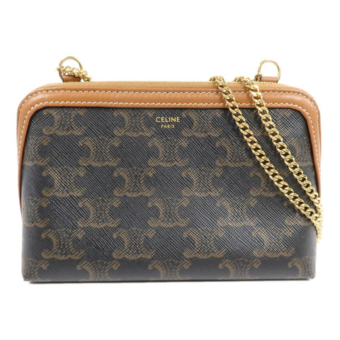 CELINE 塗層帆布Clutch On Chain肩背袋