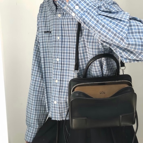 Loewe羅意威 黑色牛皮180週年限定amazona單肩包手提包腋下包 小號 銀扣