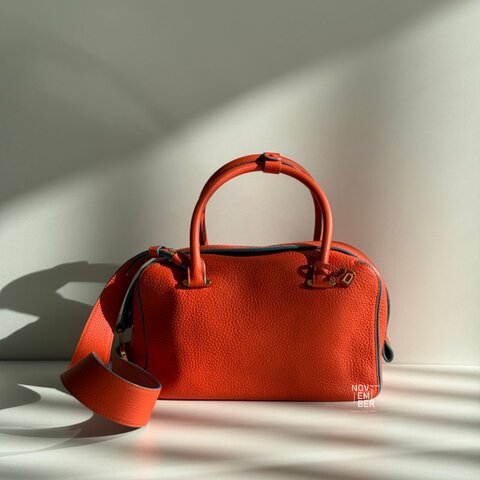 99新🆕 Delvaux Cool Box MM 橘色滾藍邊