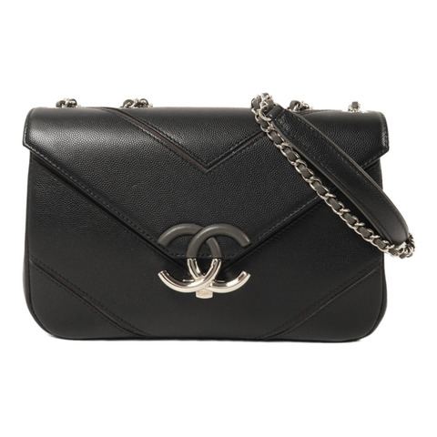 CHANEL 牛皮皮革Macro Chevron Envelope Flap Bag鏈帶肩背袋
