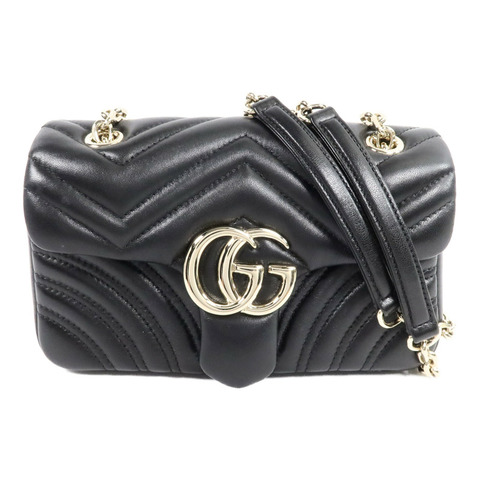 GUCCI 牛皮皮革GG Marmont鏈帶肩背袋
