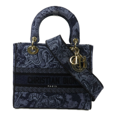 Dior 帆布Lady Dior D Lite Medium手挽肩背兩用袋