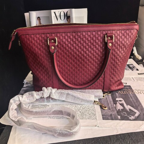古馳 Gucci 紅色托特包 附件含肩帶 純牛皮