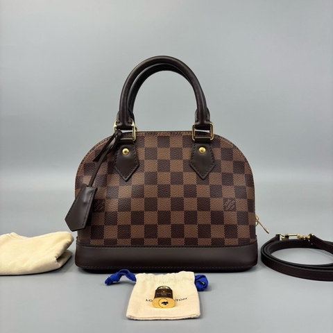 Louis Vuitton 路易威登 Alma bb棕棋盤格貝殼包 尺寸23*16