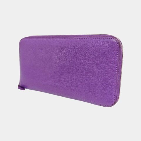 HERMèS Azap 帕爾馬紫牛皮錢包 銀色五金 框P刻