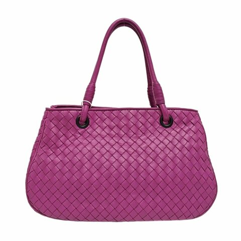 BOTTEGA VENETA 托特包 紫紅色牛皮編織手提包
