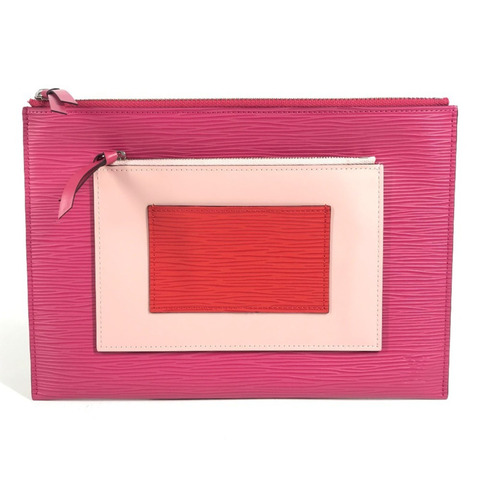 路易威登 M62253 Epi Pochette Plat 手袋，女士手提包，手拿包，手包，珍珠粉色
