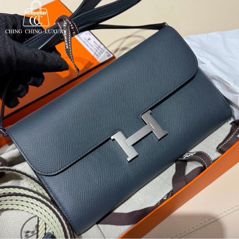 🌈Hermes🧡Constance to go🧡H0霧霾灰銀扣🌟99.5新閑置🌈Epsom皮🌟Stamp W🌟貼膜在🌟兩肩帶🌟有盒🧡constancetogo🌟constance🌟愛馬仕🌟