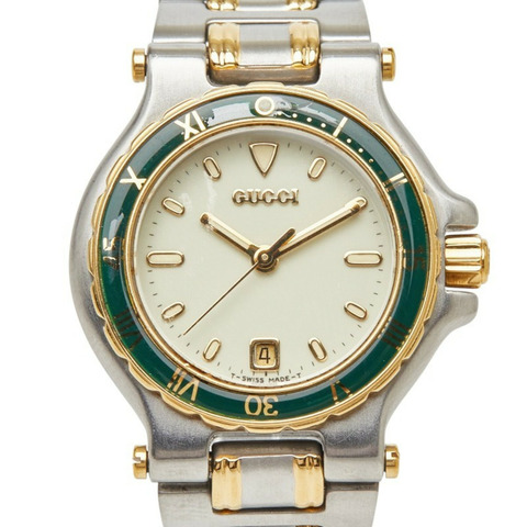 Gucci 復古腕錶 9700L 石英錶 米色錶盤 不鏽鋼鍍層 女士 GUCCI