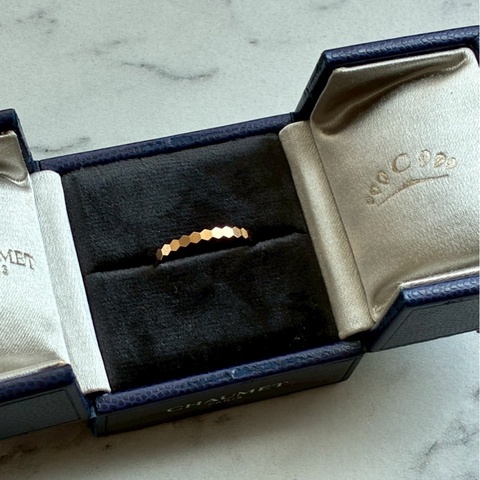 CHAUMET 18k玫瑰金蜂巢戒指💍60