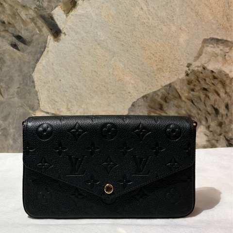 Louis Vuitton 黑牛皮壓紋3合1掀蓋練包WOC