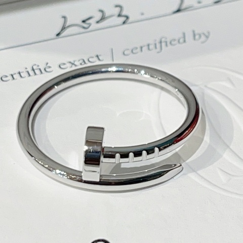 Cartier 卡地亞18k白金釘子戒指窄版54碼