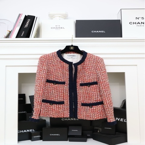 Chanel 95年红蓝粗花呢四口袋外套