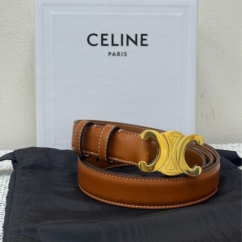 Celine經典棕色凱旋門皮帶