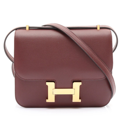 HERMES 愛馬仕 Constance Ⅲ Mini 肩背包 爾多紅 牛皮Evercolor D刻 金釦