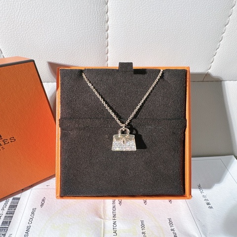 Hermes愛馬仕 玫瑰金滿鑽 birkin項鍊