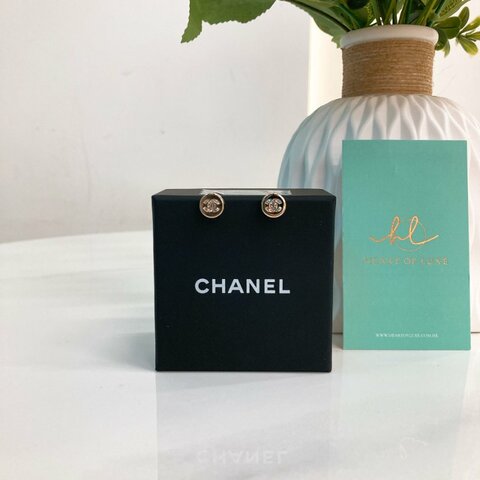 MS0801 Chanel 香奈兒經典迷你小圓形CC字耳環 Small Circle CC Logo Earrings Crystal x GHW