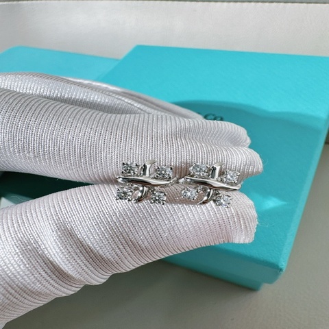 Tiffany蒂芙尼 十六石系列 lynn史隆伯傑鳥巢四鑽耳釘