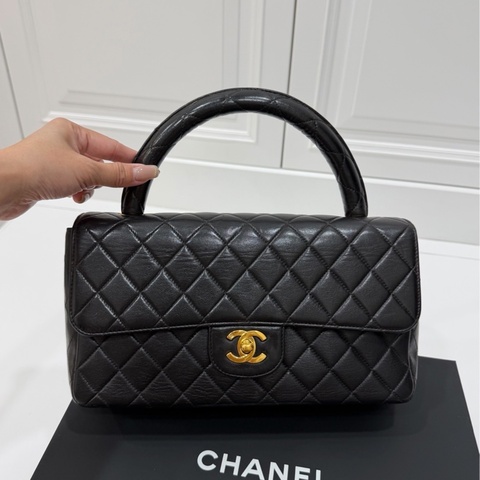 Chanel 香奈兒 vintage handle kelly CF 黑金 手提包 肩背包