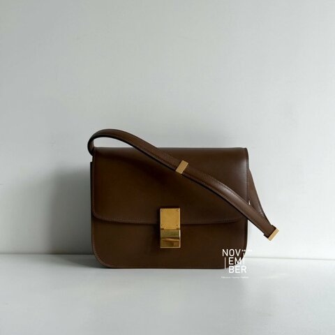 98新🤎 Celine 瑟琳 Box Teen 焦糖色金釦 中號