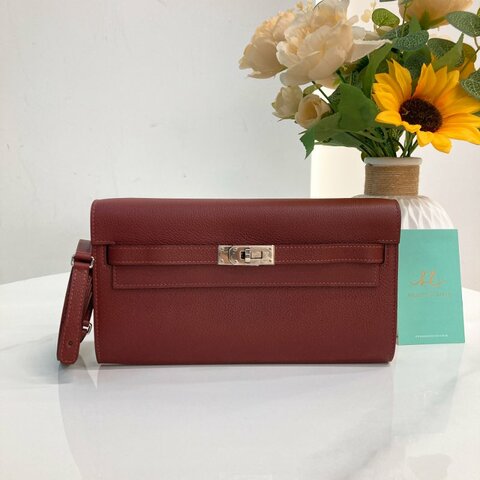 MS0802	Hermes 愛馬仕凱莉長銀包連肩帶包包 Kelly To Go Evercolor Rouge H x PHW