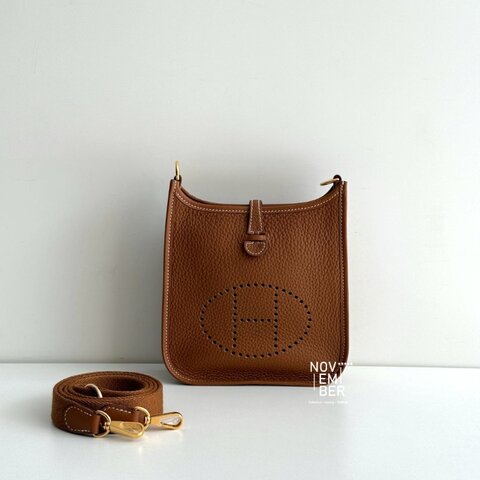 99.9新🆕 全配有購證🙌🏻 Hermès 愛馬仕 Mini Evelyne 金棕金釦 二代