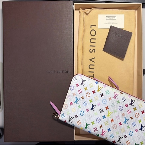 Louis Vuitton LV 村上隆 白色33彩 對開雙拉鍊長夾/皮夾