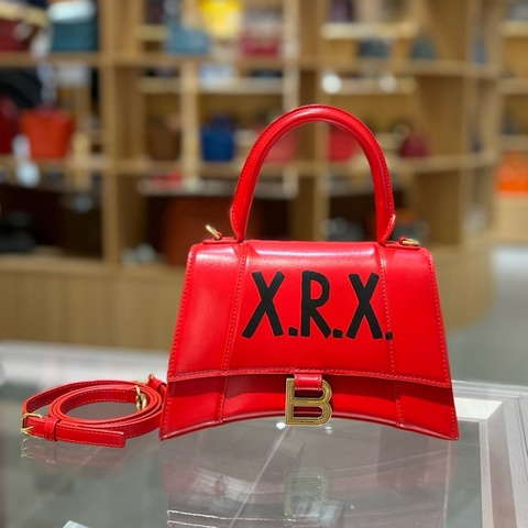 Balenciaga巴黎世家红色金扣沙漏包