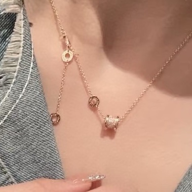 Bvlgari 寶格麗 玫瑰金滿鑽小蠻腰項鍊