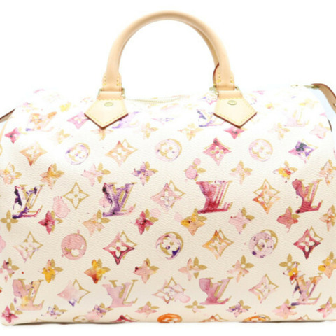 路易威登 M95751 Monogram Watercolor VVN Speedy 30 波士頓包，白色（Blanc），女士