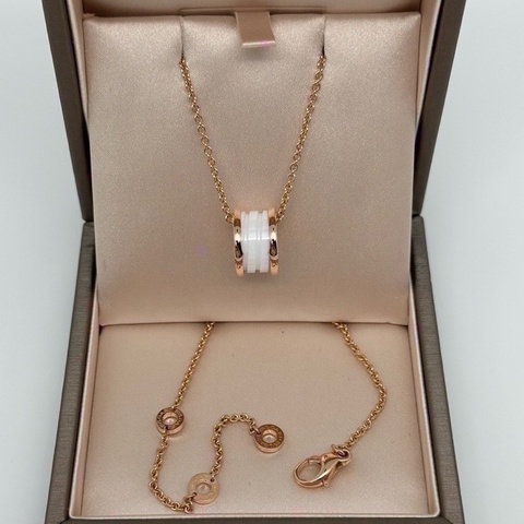 BVLGARI 寶格麗 zero 白陶瓷 項鍊 玫瑰金 激光刻印