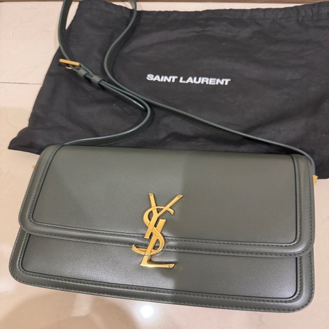 Saint Laurent SAINT LAURENT SolferinoBox 中號深墨綠牛皮金