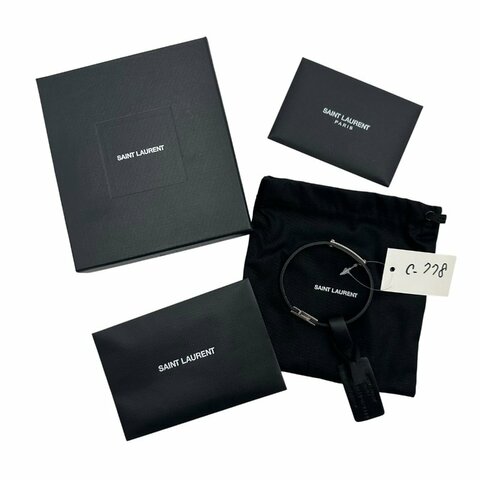 【美收精品】YSL 黑色皮革手環  C-778【隔月月中將轉賣至日本 上架期限30天】