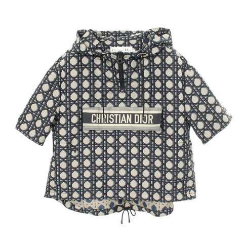 Dior Macrocannage 短袖連帽風衣 其他外套 417C19A2378 聚酯纖維 米色 海軍藍 黑色 二手 女款