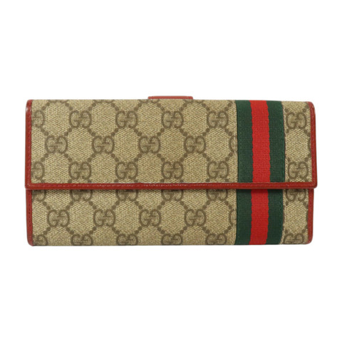 GUCCI 塗層帆布Wed Continental Long Wallet金扣長錢包