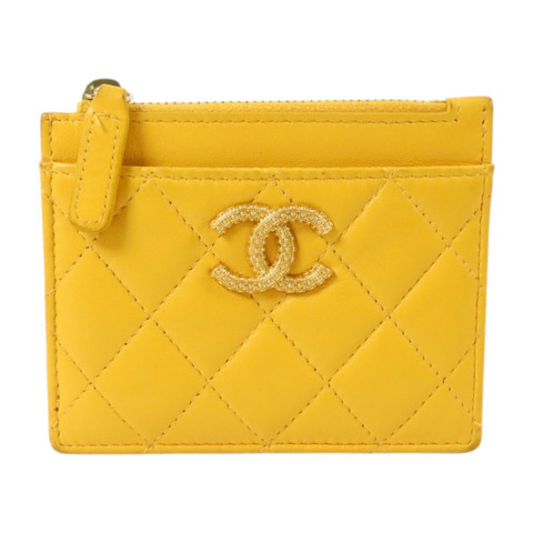 CHANEL 羊皮皮革Zip Card Case金扣卡片套