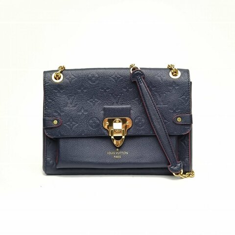 LOUIS VUITTON VAVIN小號25墨藍色牛皮晶片肩背包