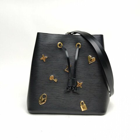 LOUIS VUITTON NÉONOÉ水桶包中號黑色EPI水波紋牛皮金扣肩背包