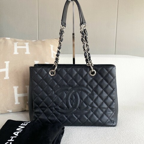 Chanel香奈兒黑銀GST托特包中號