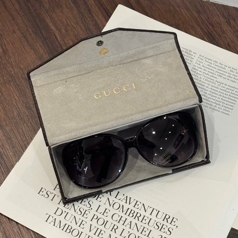 GUCCI GG3792 黑金老花愛心墨鏡