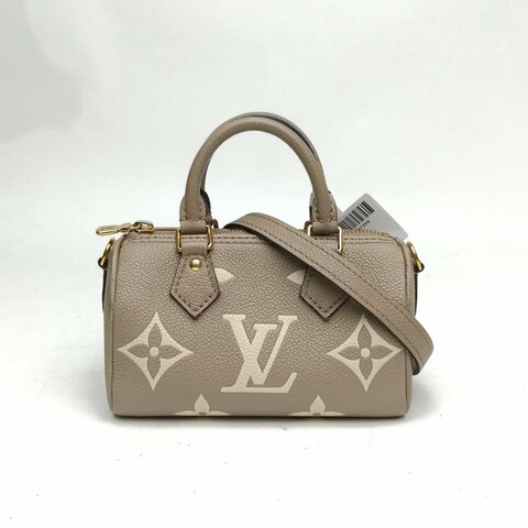 LOUIS VUITTON SpNano16灰色牛皮晶片大Logo印花肩背包