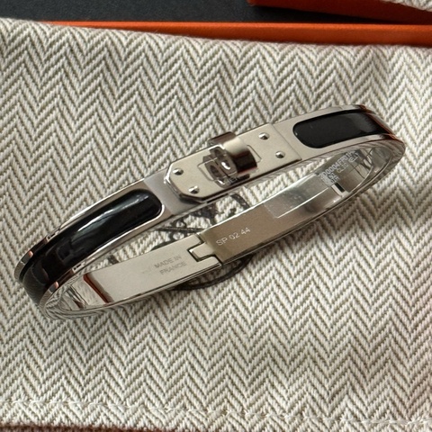 Hermes Mini Clic H 黑色 銀釦 PM 尺寸 手環