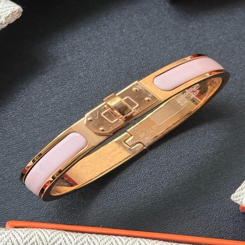Hermes Mini Clic H 粉紅色 玫瑰金釦 PM 尺寸 手環