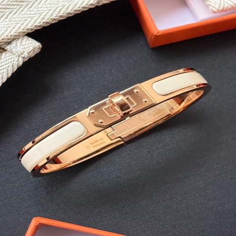 Hermes Mini Clic H Cream奶油色 玫瑰金釦 PM 尺寸 手環