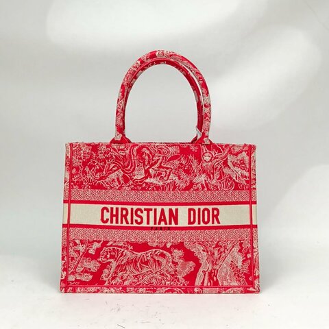DIOR BookTote中號36紅色帆布肩背包